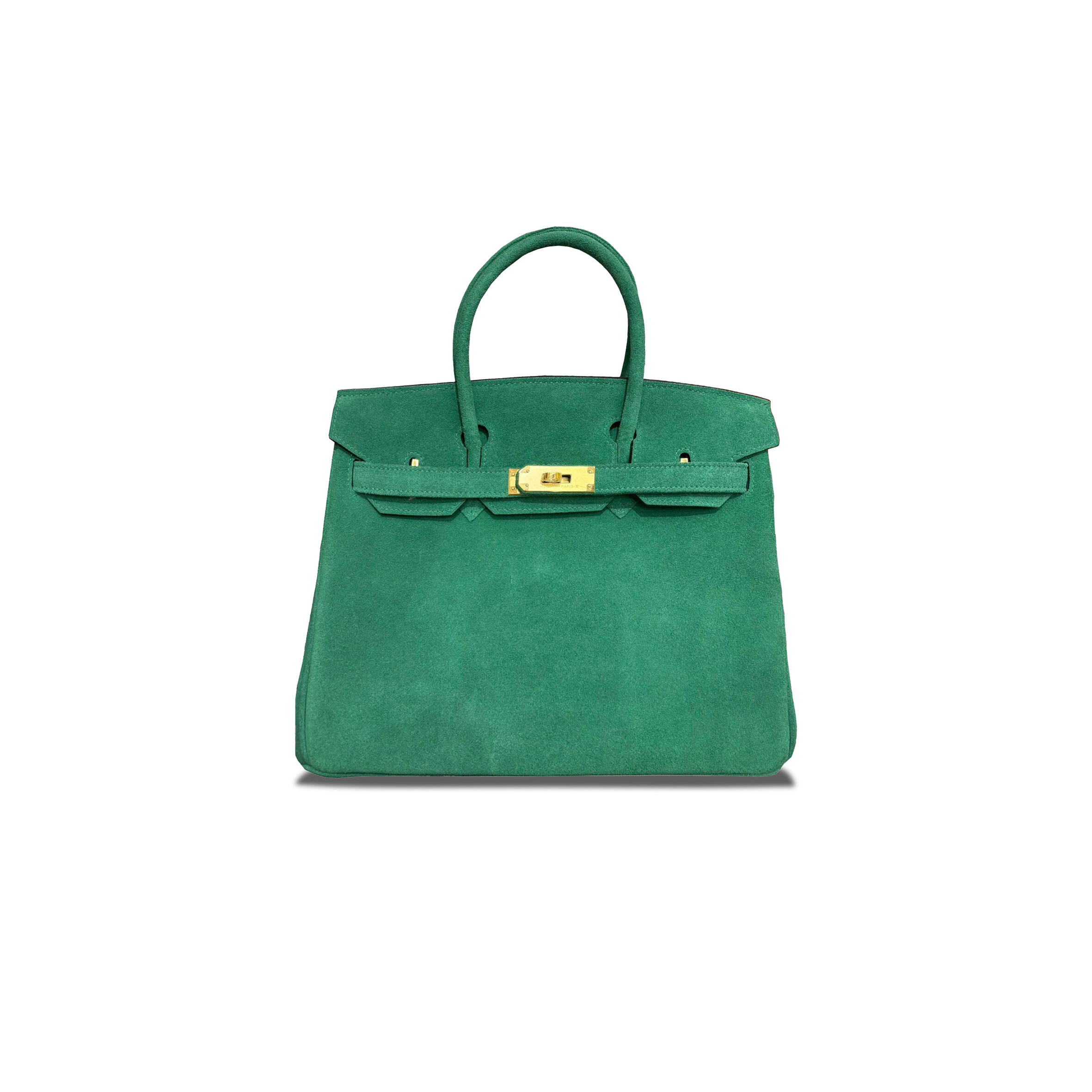 H**me5 BIRKIN 30 CHAMOIS JUNGLE GREEN GOLD BUCKLE H028369CC59 (30*23*15cm) Master Quality